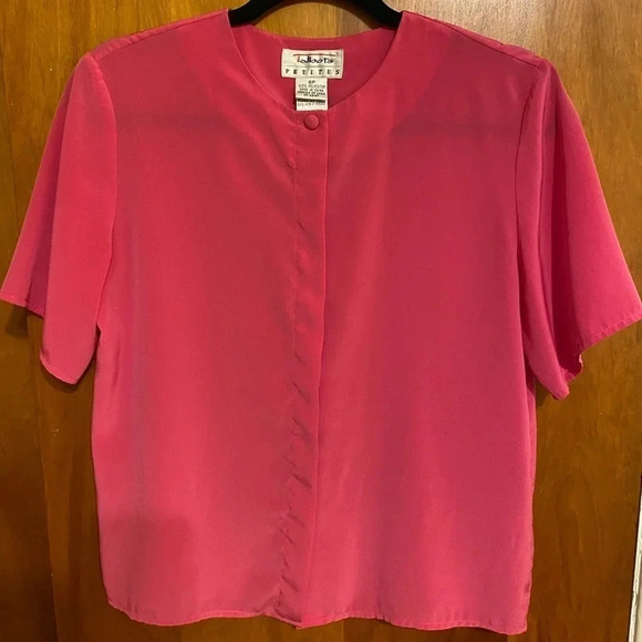 Talbot Pink Short Sleeves Women’s Covered Button Down Shirt, Size 6P - Picture 4 of 6